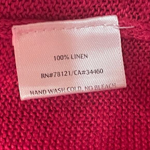 Eileen Fisher S Open Front Cardigan | 100% Linen, Red Pink Knit, Minimalist NWOT - Picture 5 of 5